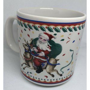 Vintage Christmas Mug Santa Clause&  Reindeer
